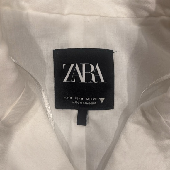 Zara white Tailored linen blend wraparound vest cropped size medium - Picture 2 of 7